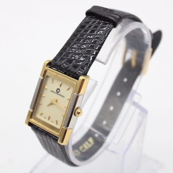 J.B Champion Watch Womens Gold Tone Stainless Steel Classic Black Leather Band - Picture 4 of 8